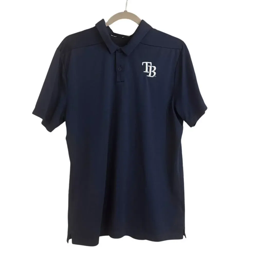 Nike MLB Tampa Bay Blue Dri-Fit Polo Shirt Size Men's Large